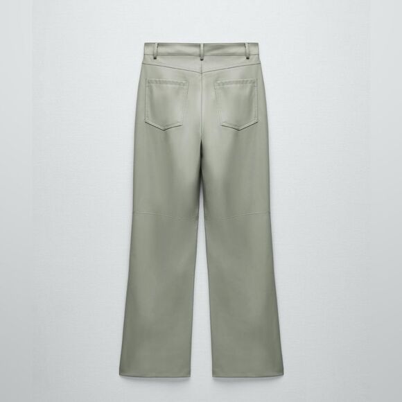 NWOT ZARA FAUX LEATHER STRAIGHT LEG PANTS - Picture 2 of 9